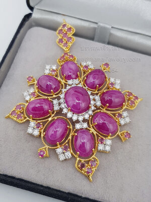 จี้ทับทิมประดับเพชร