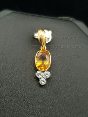 จี้บุษราคัมประดับเพชร