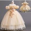 Gd4300- พร้อมส่งจากไทย ชุดออกงานเด็กหญิงสีครีม แขนสวยทรงสวยสุดน่ารัก ชุดราตรีเด็กทรงสั้น และทรงหน้าสั้น-หลังยาว