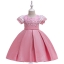 Gd3428- พร้อมส่งจากไทย ชุดออกงานเด็กหญิงสีชมพูพิงค์โกลด์ ชุดราตรีเด็กทรงสั้น แขนตุ๊กตา