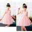 Gd30292-1 พร้อมส่งจากไทย ชุดเดรสออกงานเด็กสีชมพูออกสีโอโรส ชุดราตรีเด็กทรงสั้นทรงสวย ตกแต่งแขนน่ารัก