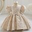 Gd3962- พร้อมส่งจากไทย ชุดออกงานเด็กหญิงสีครีม เด็กเล็ก-เด็กโต แต่งลายมีมิติสวยหรูหราสุดน่ารัก ชุดราตรีเด็กทรงสั้น มีแขน
