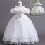 Gd4300- พร้อมส่งจากไทย ชุดออกงานเด็กหญิงสีขาว แขนสวยทรงสวยสุดน่ารัก ชุดราตรีเด็กทรงสั้น และทรงหน้าสั้น-หลังยาว