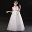 Gd3938- พร้อมส่งจากไทย ชุดออกงานเด็กหญิงสีขาว คาดประดับเอวแยกจากชุดได้ ผ้าสวยสุดหรูดุจเจ้าหญิง ชุดราตรีเด็กทรงยาว ชุดออกงานการแสดง