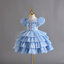 Gd4009- พร้อมส่งจากไทย ชุดออกงานเด็กหญิงสีฟ้า สวยฟูฟ่องเป็นชั้นๆสุดน่ารัก เด็กเล็ก-เด็กโต ชุดราตรีเด็กทรงสั้น มีแขน