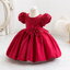 Gd4115- พร้อมส่งจากไทย ชุดออกงานเด็กหญิงสีแดง สีสวยเหมือนในแบบ เก็บชายเป็นพุ่มสวยเก๋ เนื้อผ้าสุดสวยหรูดุจไหม ชุดราตรีเด็กทรงสั้น มีแขนตุ๊กตา