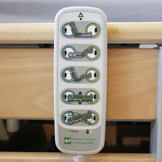 ชุดเตียงผู้ป่วยปรับไฟฟ้า FLOORE มีไฟใต้เตียง และแบตเตอรี่สำรองไฟ ราวกั้นเตียงแบบ ModuFlex แบ่งเป็นสองตอนแบบเต็มเตียง (ปรับเตียงต่ำสุด 23 cm.) + พร้อมที่นอนเพื่อสุขภาพ MEMORY FOAM + ชุดผ้าปูที่นอน + ผ้ายางรองกันเปื้อน